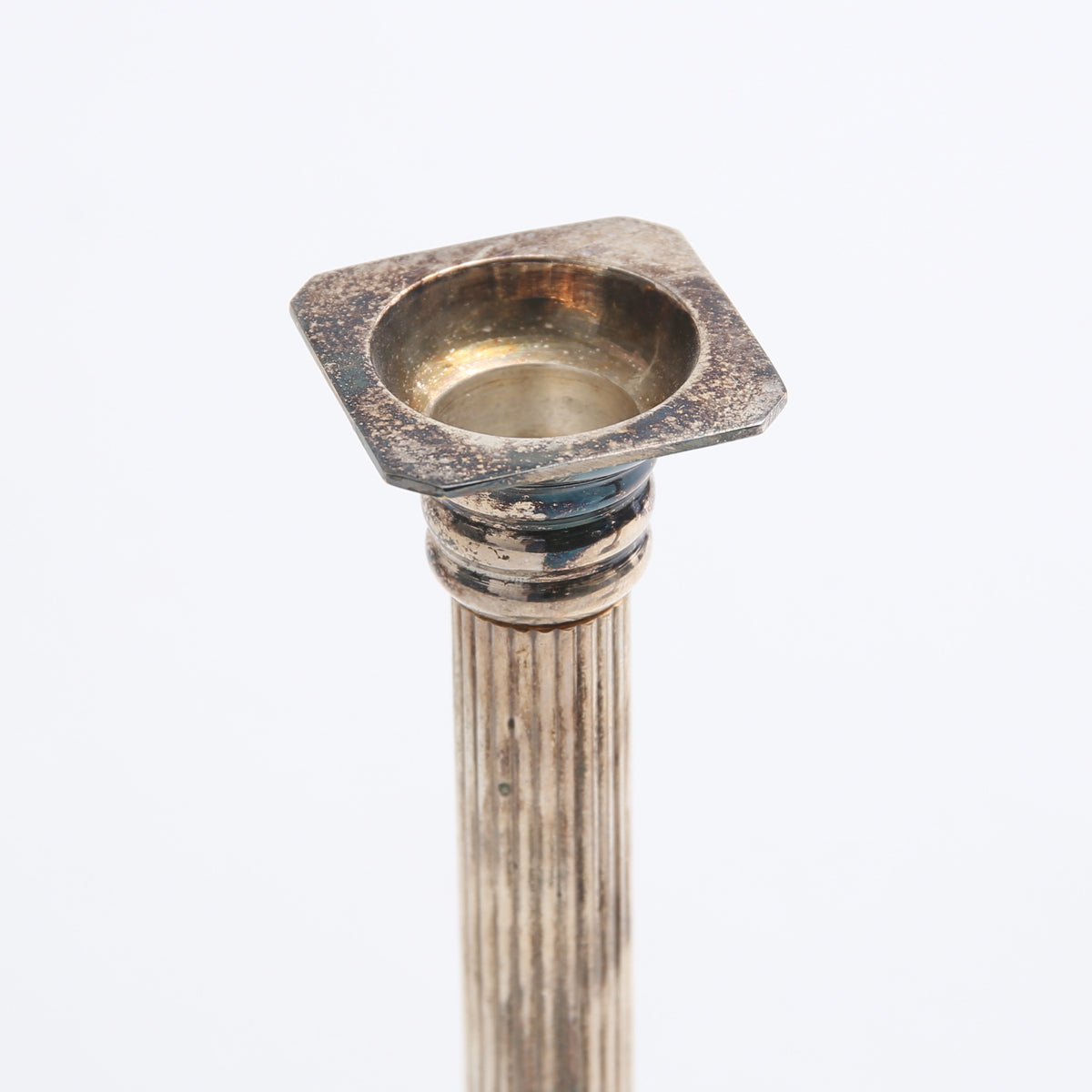 Pair of Gustavian Style Silver Plate Column Candlesticks