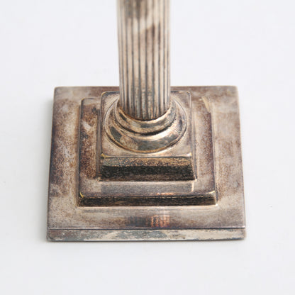 Pair of Gustavian Style Silver Plate Column Candlesticks