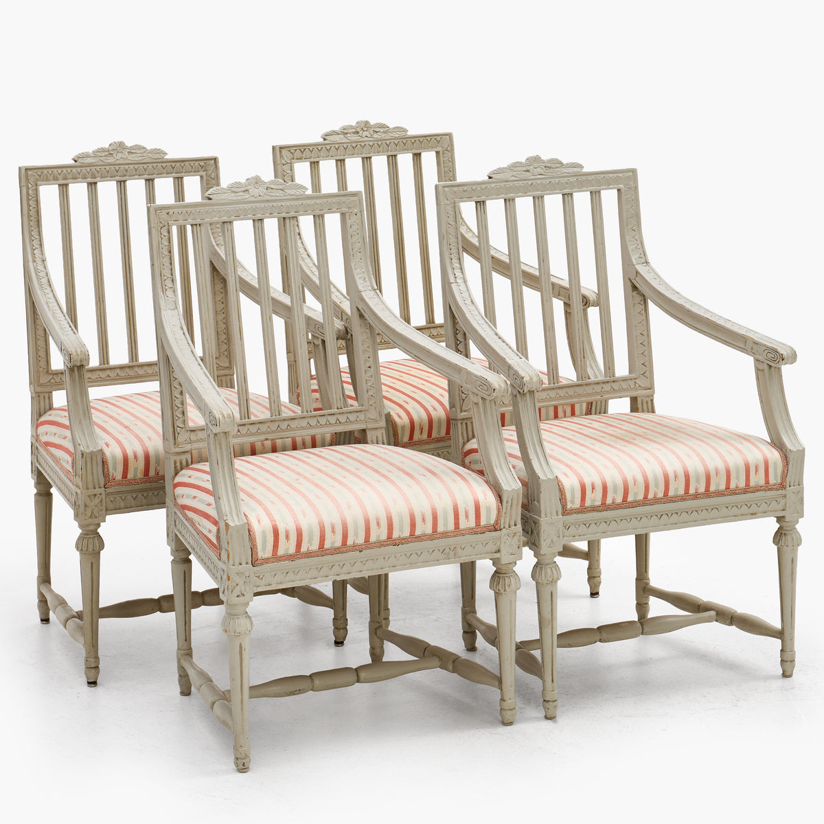 Set of four late Gustavian Lindome armchairs