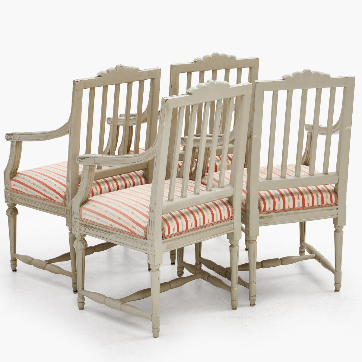 Set of Four Late Gustavian Lindome Armchairs, circa 1800