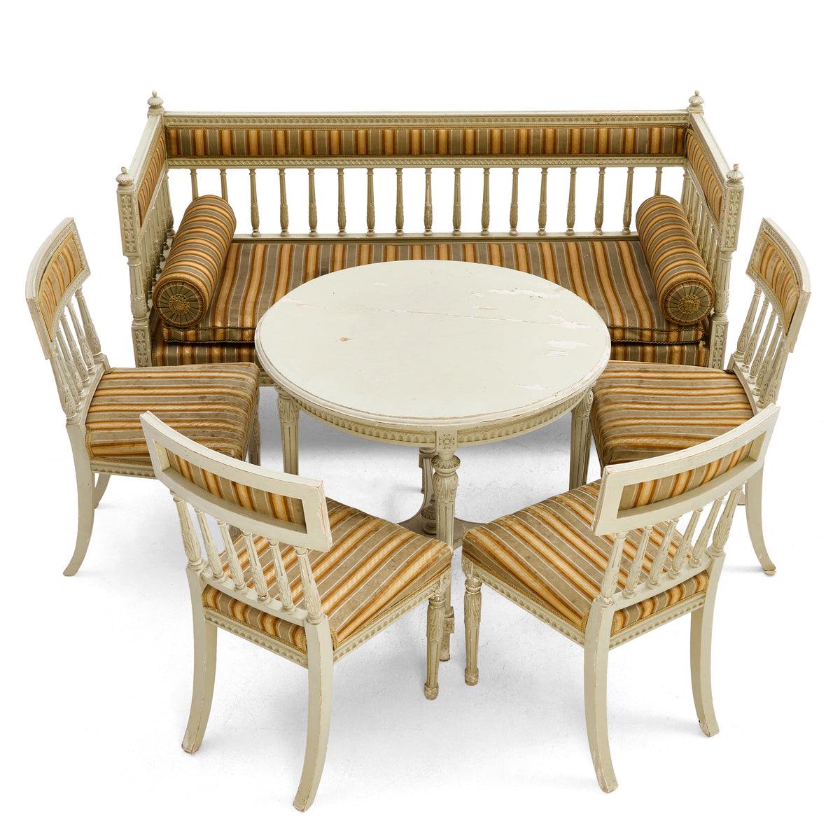 Gustavian style six-piece salon suite