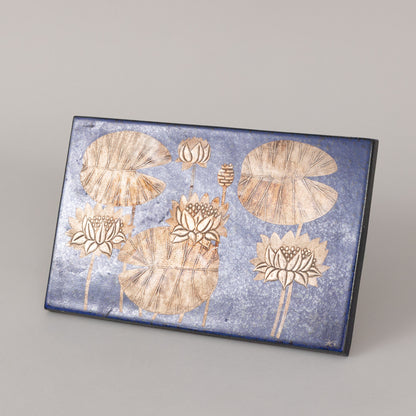 Heinz Erret for Gustavsberg Ceramic and Silver Wall Plaque, "White Water Lily"