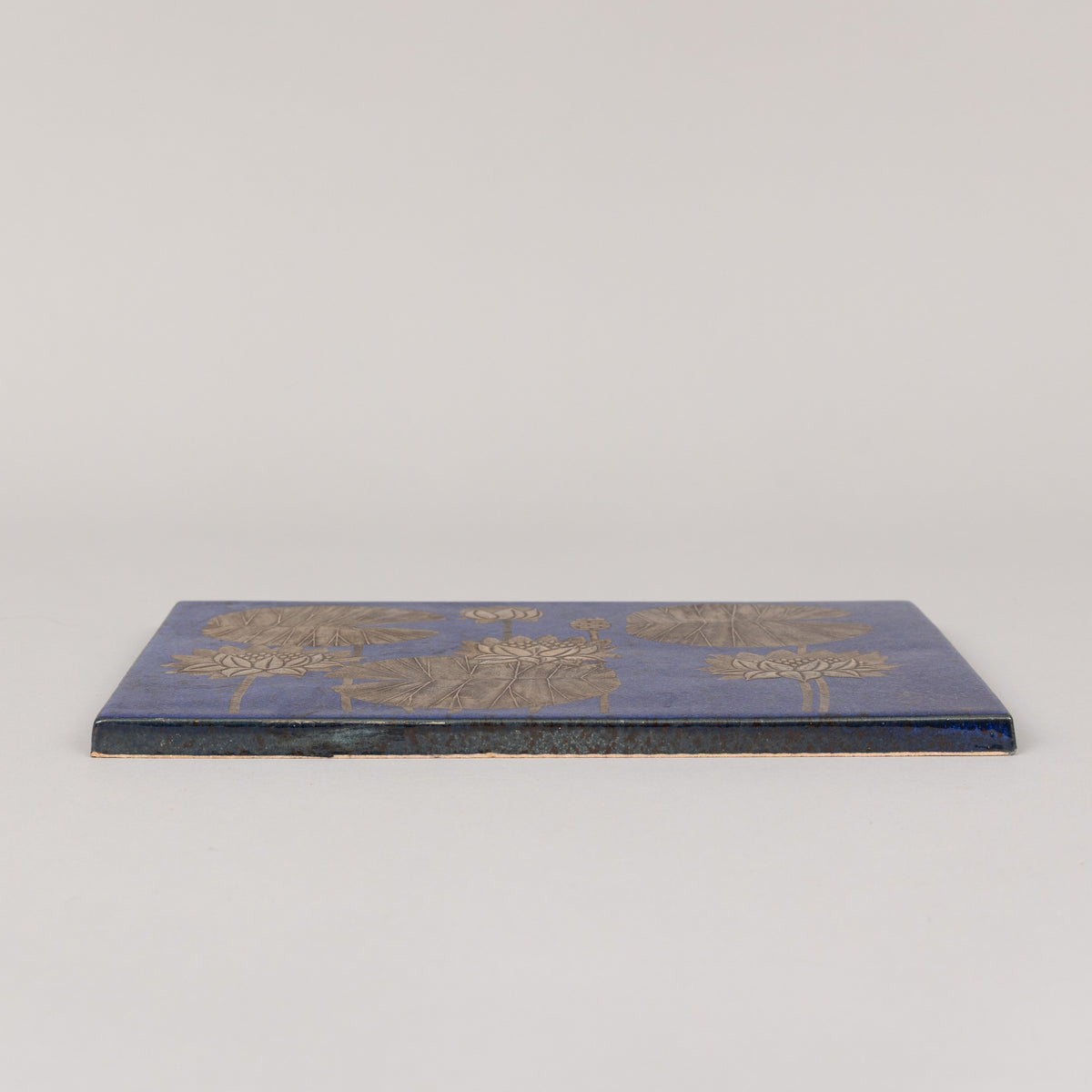 Heinz Erret for Gustavsberg Ceramic and Silver Wall Plaque, "White Water Lily"