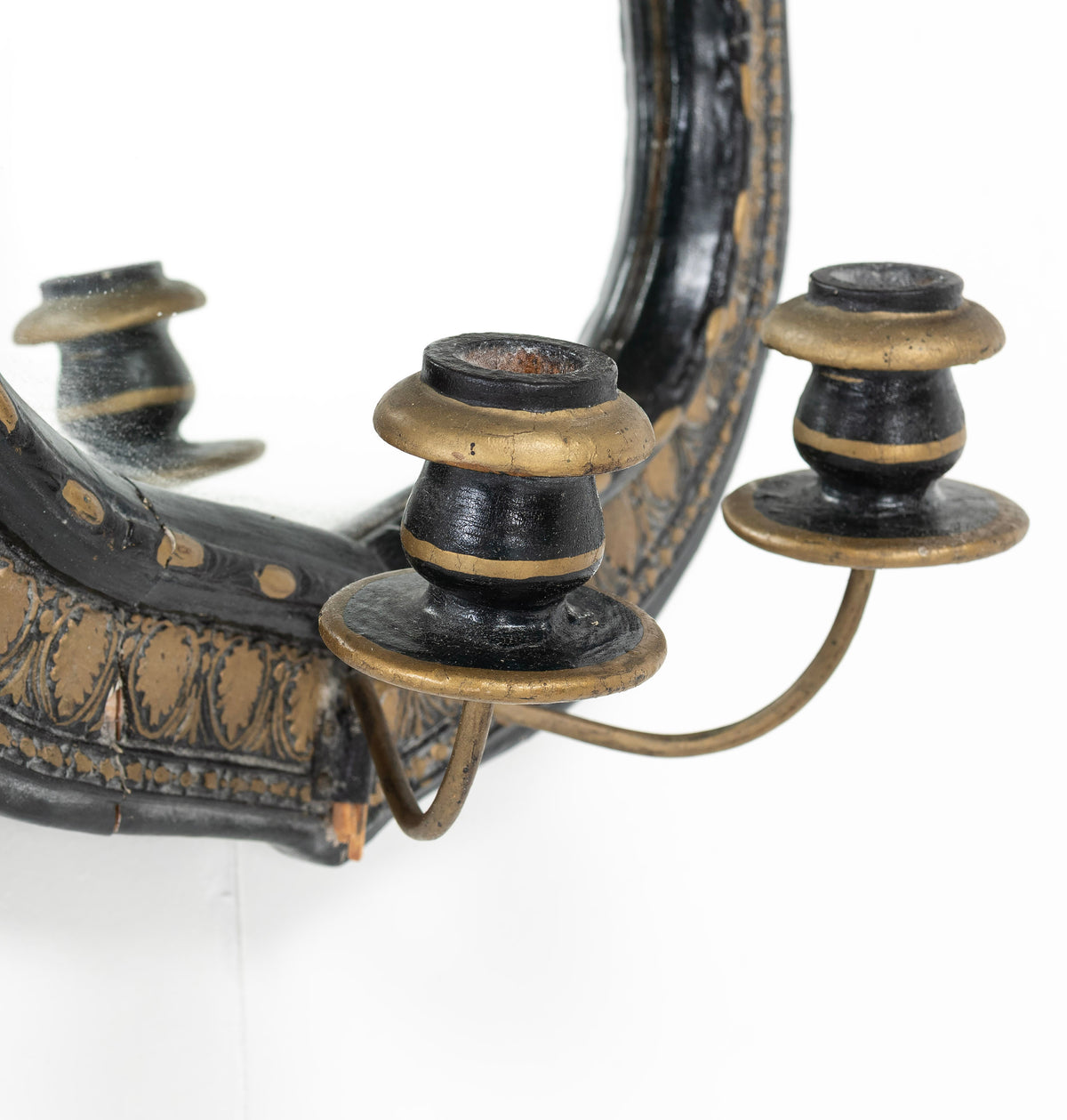 Swedish Folk Art Mirror with Crown Crest, Early 20th Century