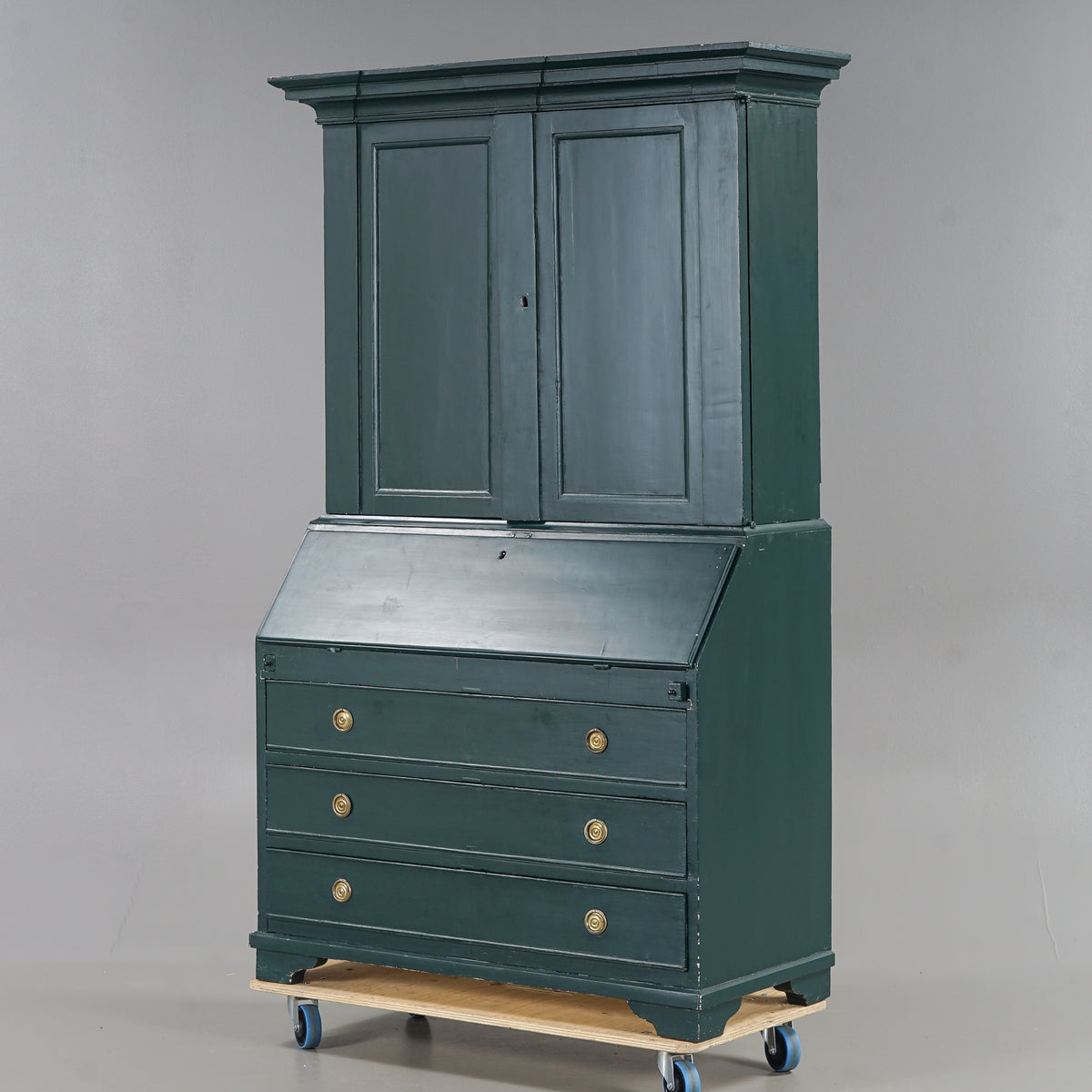 Swedish folk art green painted writing cabinet