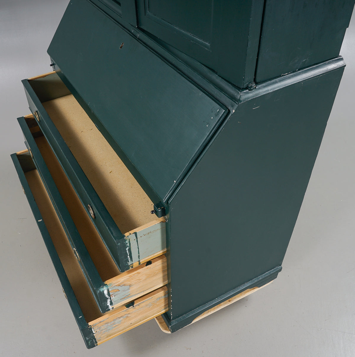 Swedish Folk Art Green Painted Writing Cabinet, 18th/19th Century