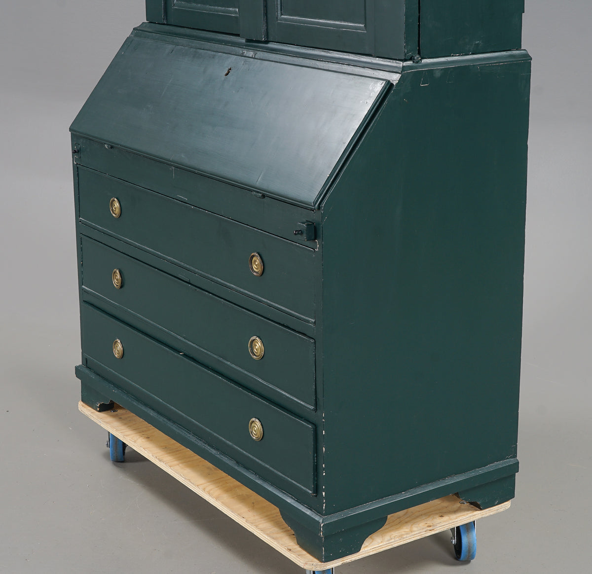 Swedish Folk Art Green Painted Writing Cabinet, 18th/19th Century