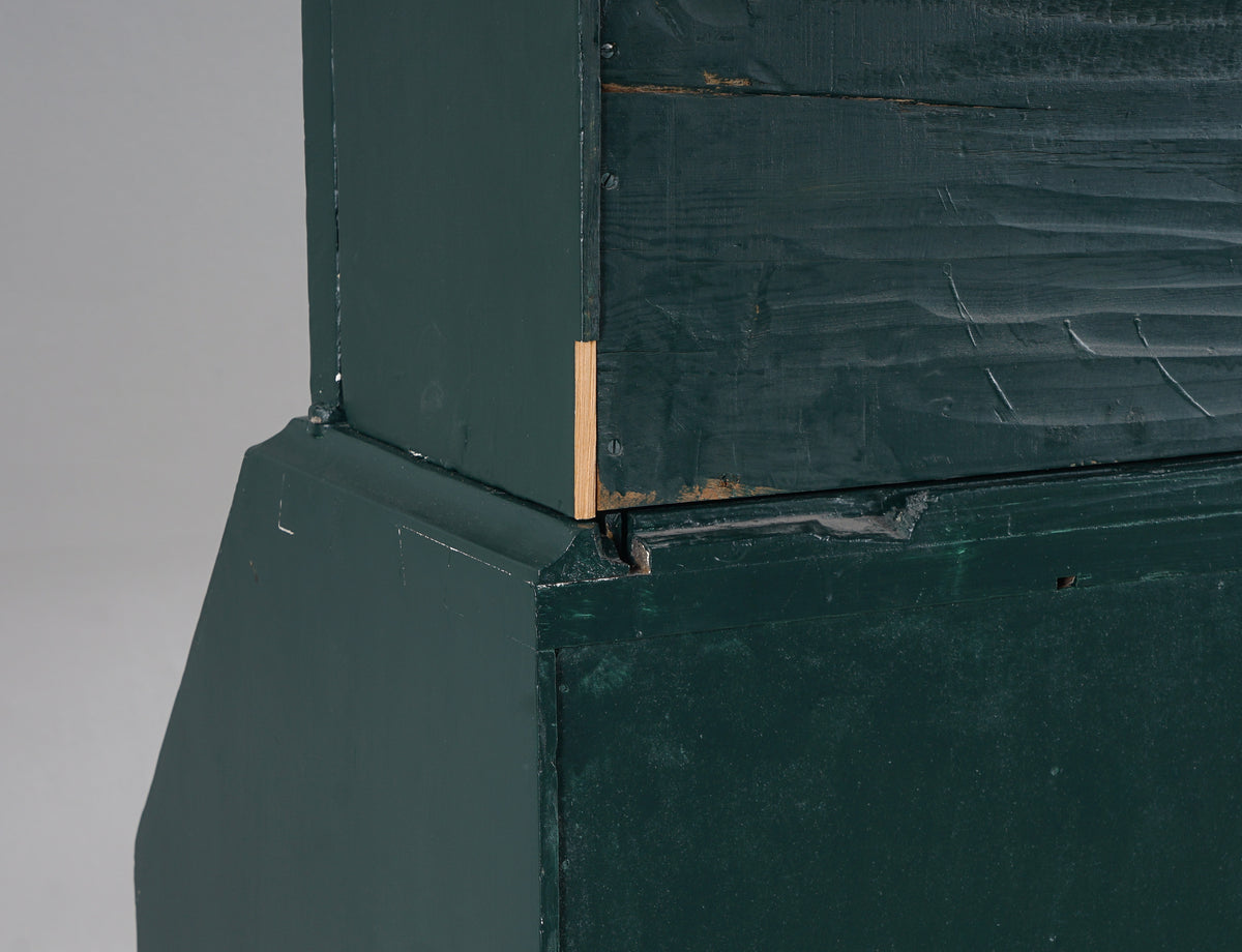 Swedish Folk Art Green Painted Writing Cabinet, 18th/19th Century