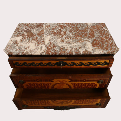 Gustavian Style Haupt-Model Marble Top Chest with Bronze Mounts, Mid-20th Century