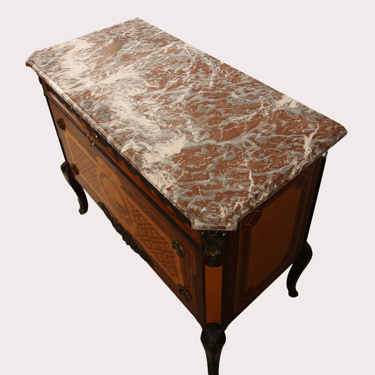 Gustavian Style Haupt-Model Marble Top Chest with Bronze Mounts, Mid-20th Century