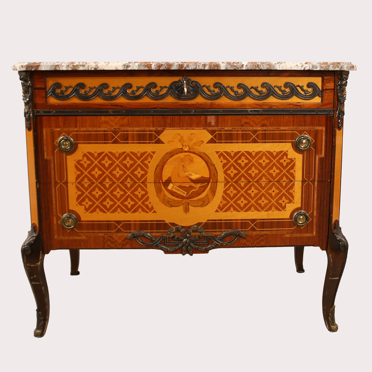 Gustavian style Haupt model marble top chest
