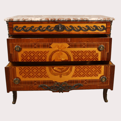 Gustavian Style Haupt-Model Marble Top Chest with Bronze Mounts, Mid-20th Century