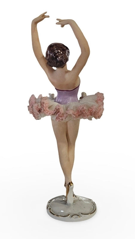 Dresden Porcelain Ballerina with Tulle Skirt, 1950s