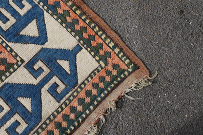 Turkish Carpet with Indigo Field and Sky Blue Medallion