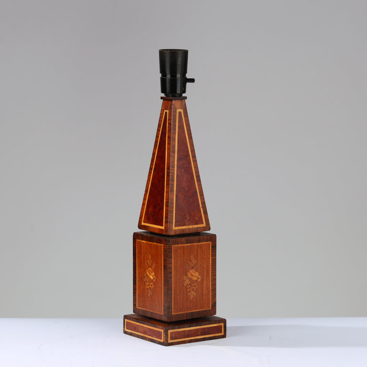 Danish Obelisk Table Lamp in Inlaid Wood, 1960s–70s