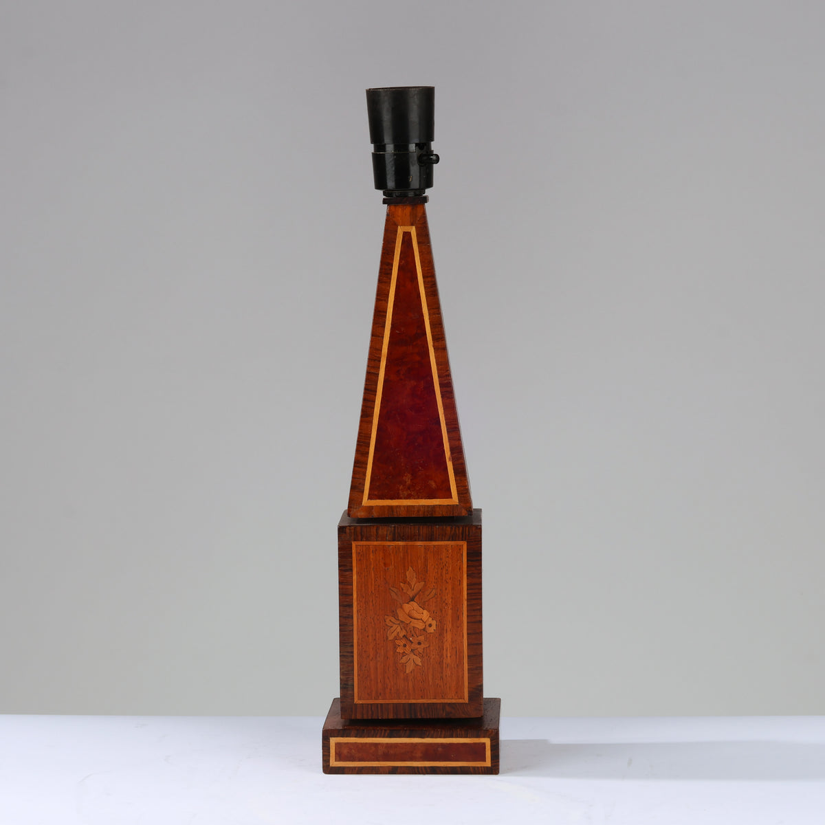 Danish Obelisk Table Lamp in Inlaid Wood, 1960s–70s