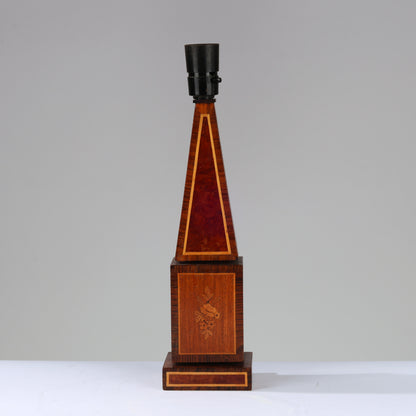 Danish Obelisk Table Lamp in Inlaid Wood, 1960s–70s
