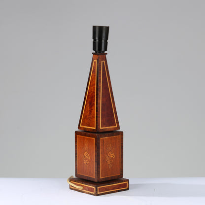 Danish Obelisk Table Lamp in Inlaid Wood, 1960s–70s