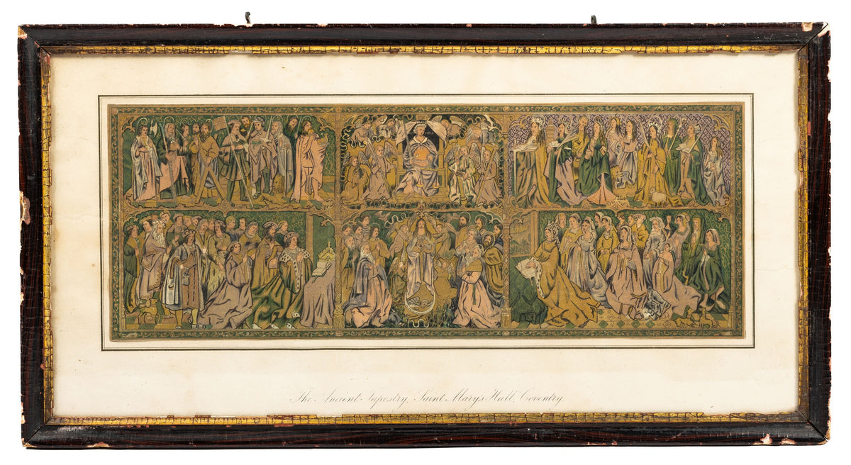 Antique engraving of the Ancient Tapestry, St. Mary's Hall, Coventry