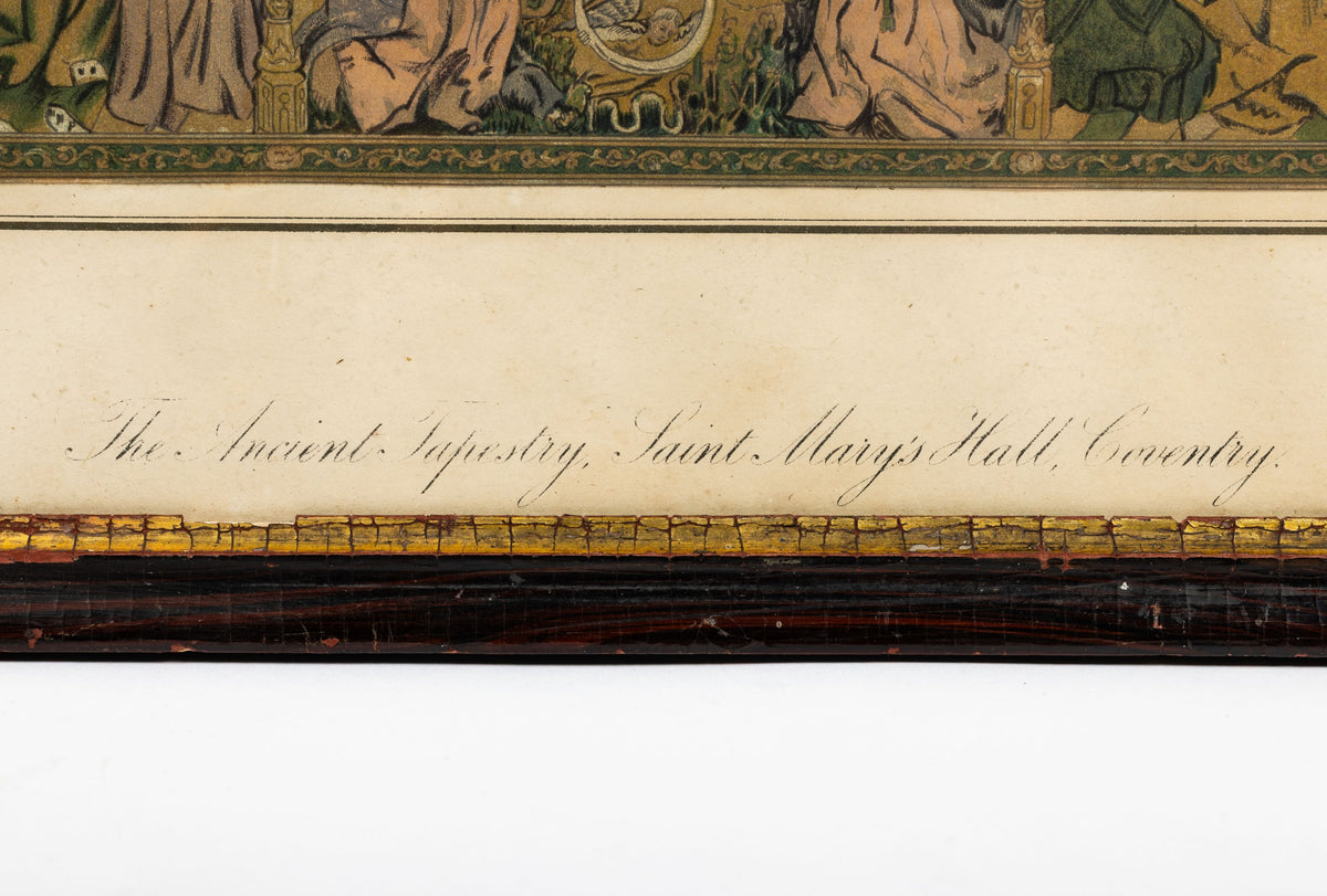"The Ancient Tapestry, St. Mary's Hall, Coventry" Antique Engraving, 1869