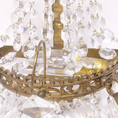 Pair of Brass and Crystal Prism Wall Sconces