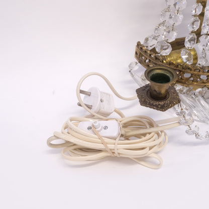 Pair of Brass and Crystal Prism Wall Sconces