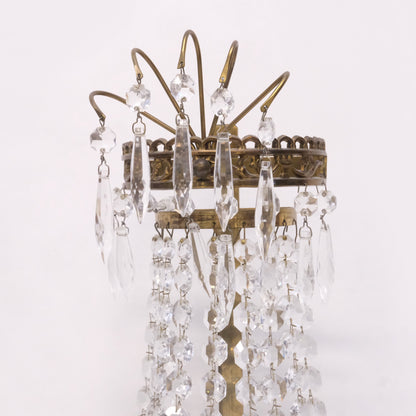 Pair of Brass and Crystal Prism Wall Sconces