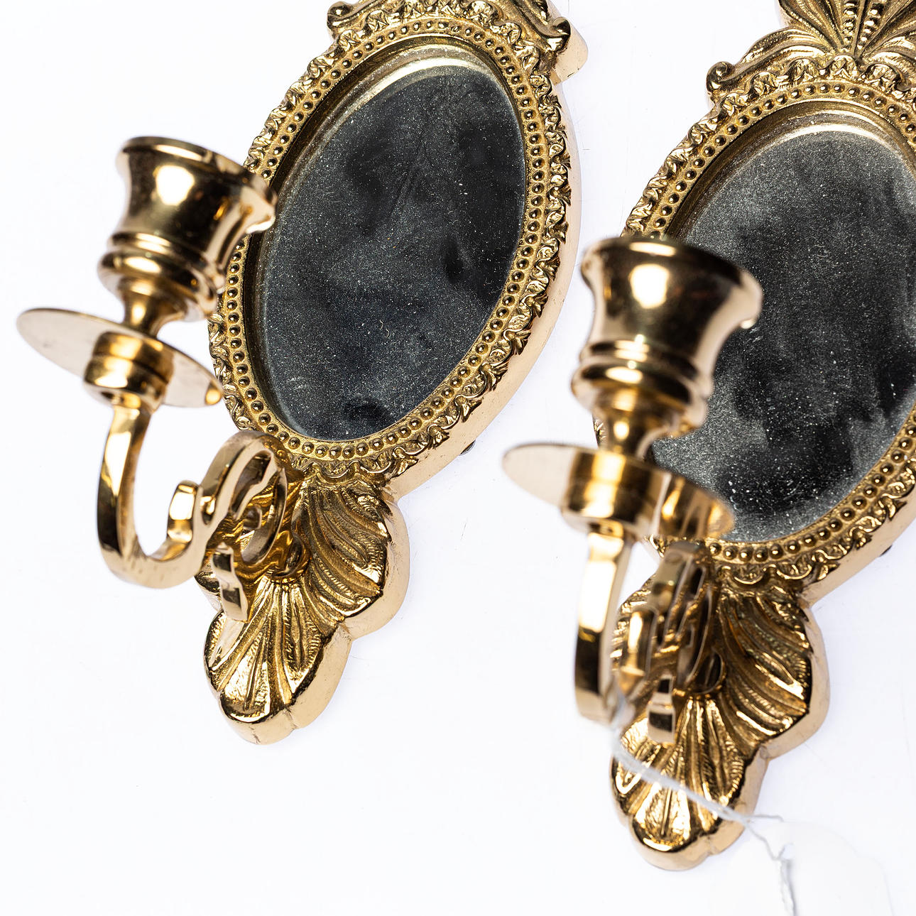 Detail of Gustavian style mirror sconces