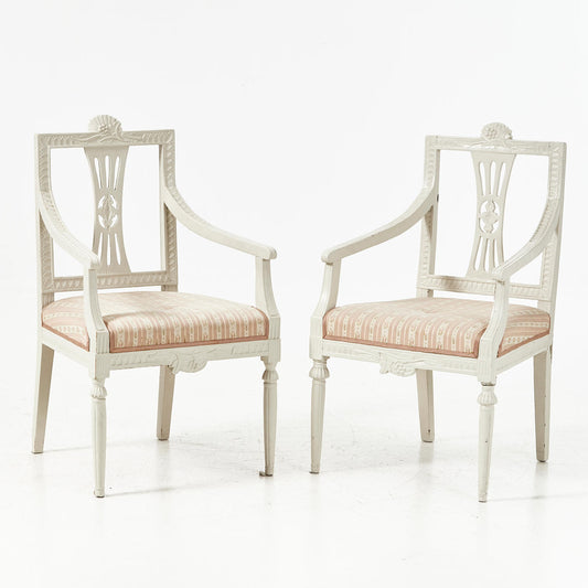 Pair of late Gustavian Lindome armchairs
