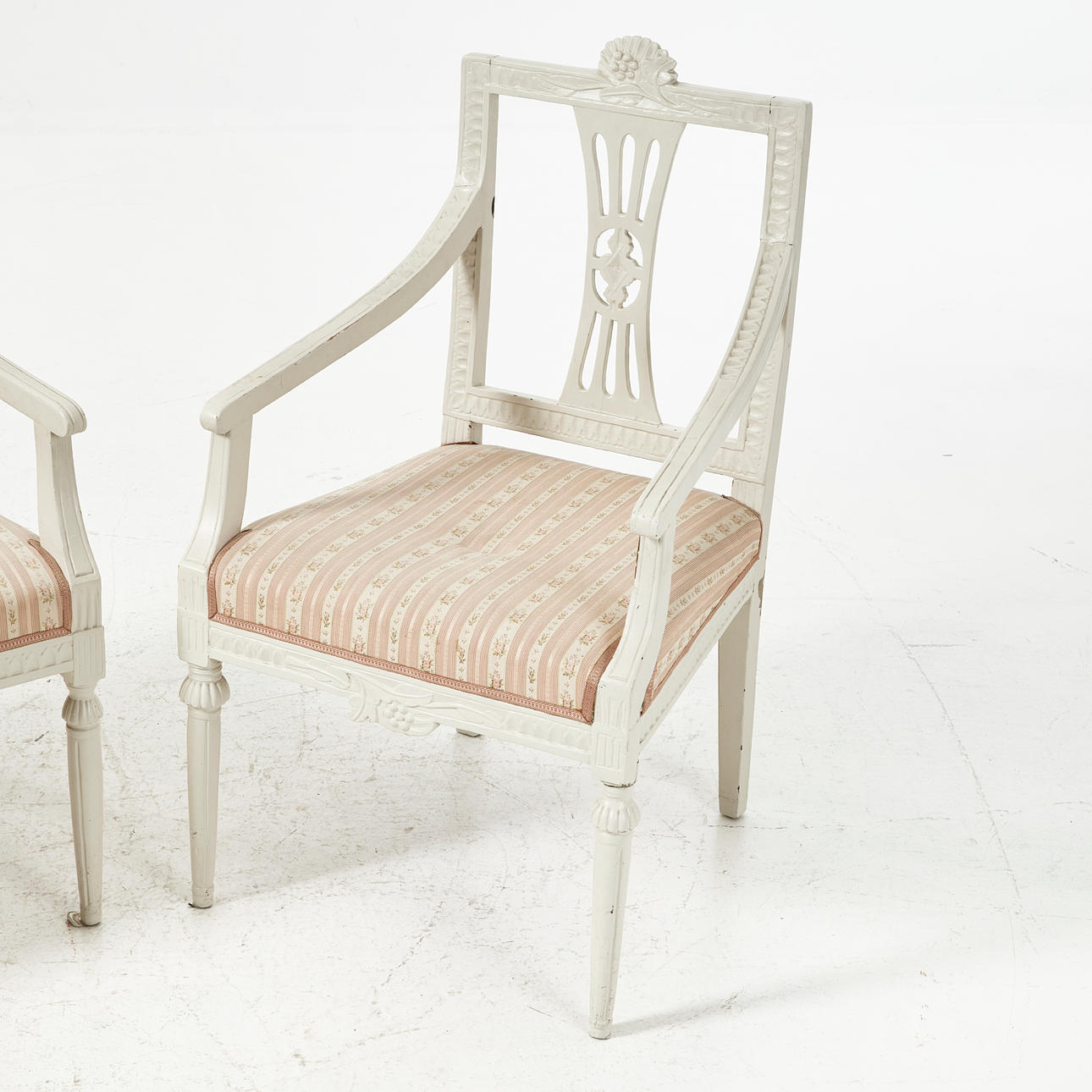 Seat detail of late Gustavian Lindome armchairs