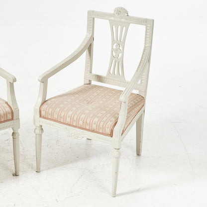 Seat detail of late Gustavian Lindome armchairs