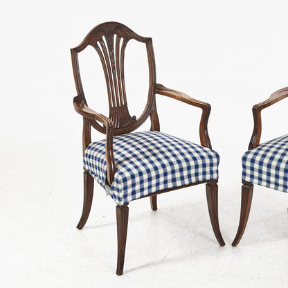 Side view of Gustavian style armchairs