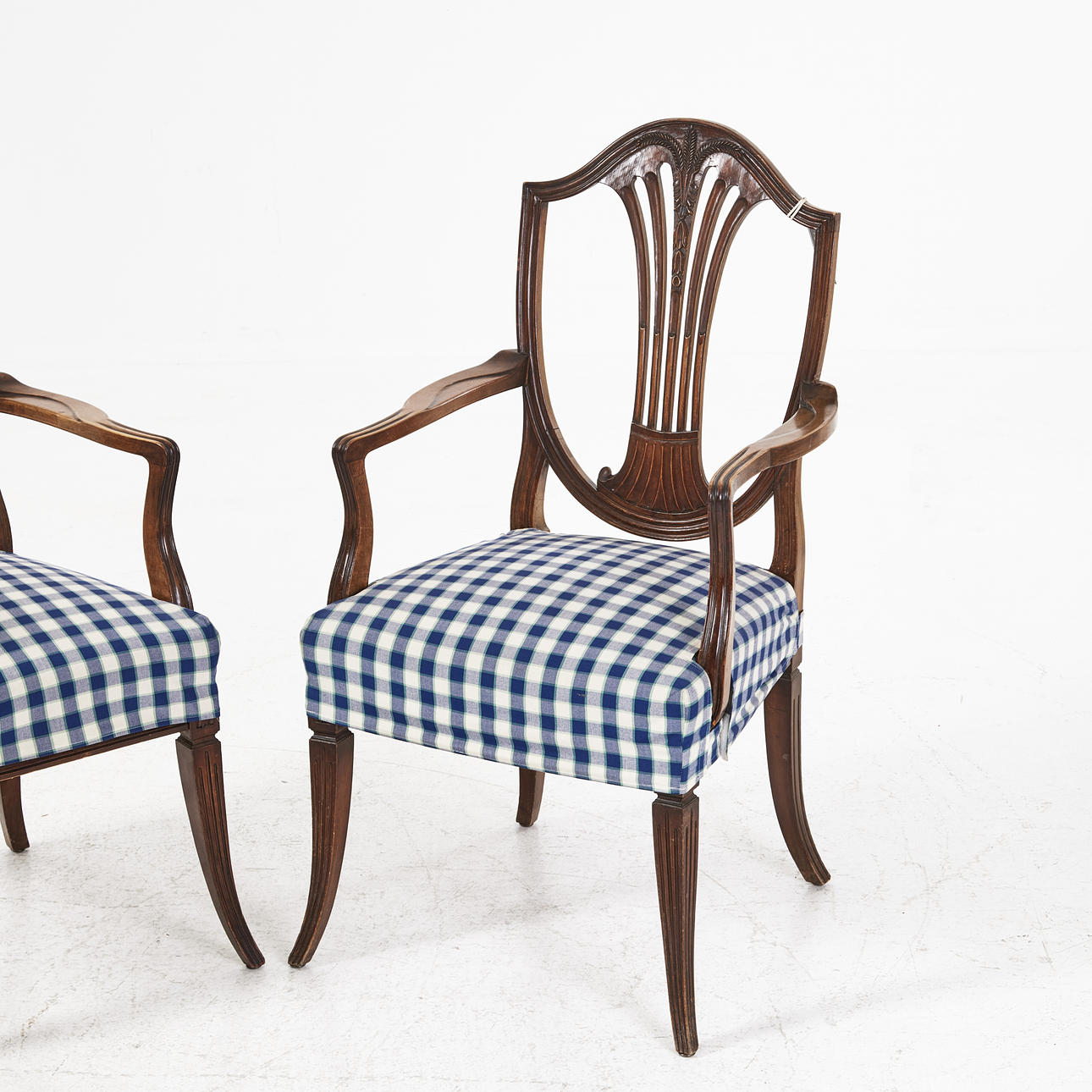 Upholstery detail of Gustavian style armchairs
