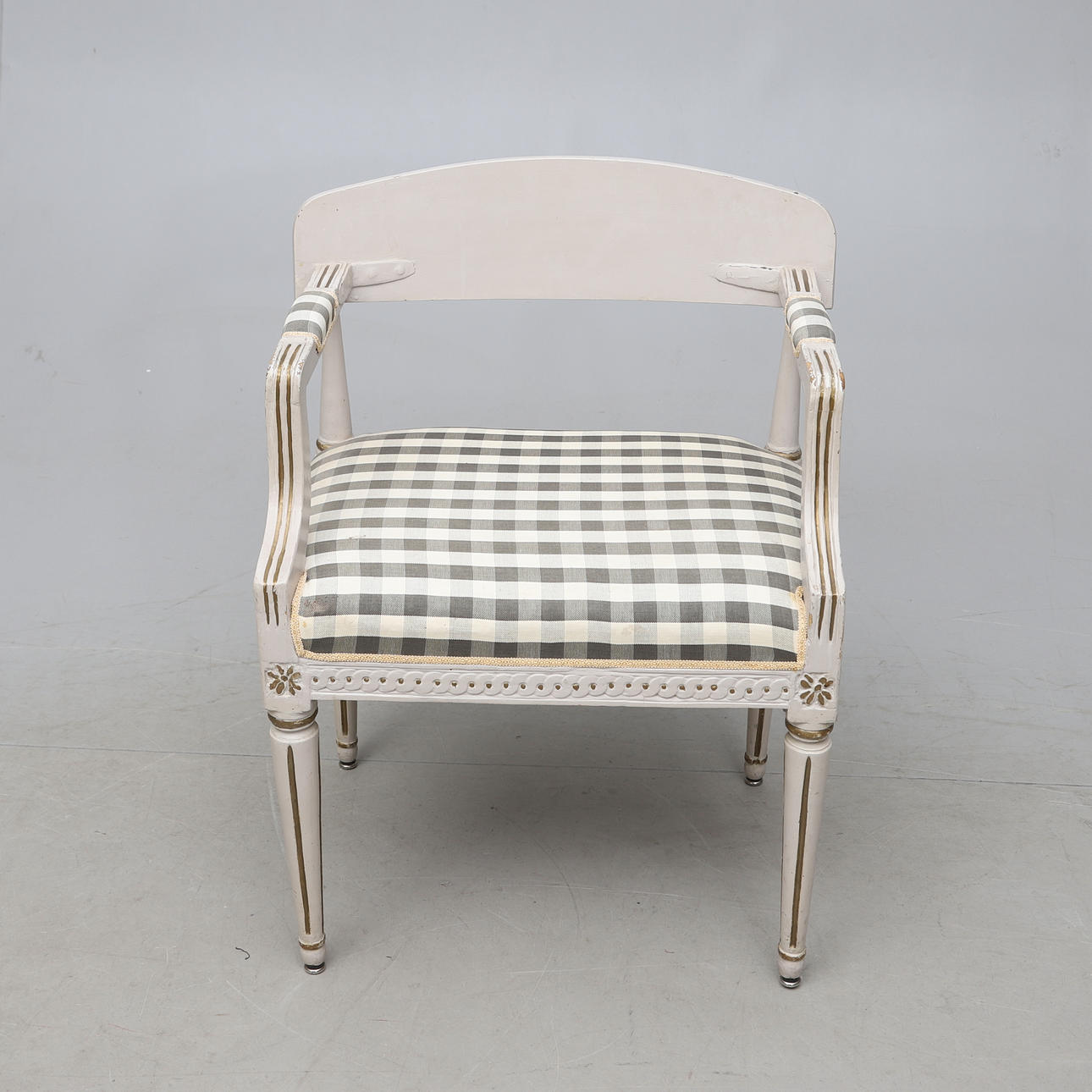 Side view of early 19th century Gustavian armchair