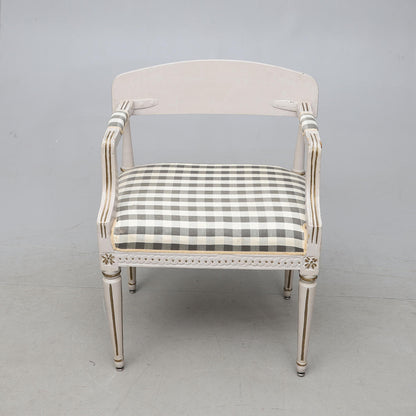 Side view of early 19th century Gustavian armchair