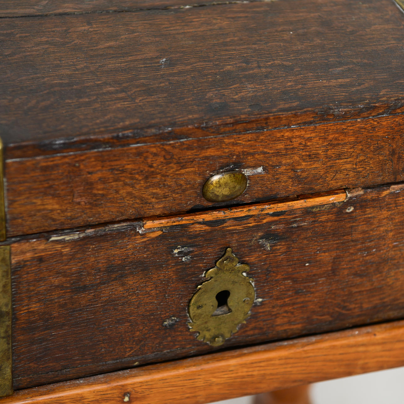Side view of Swedish folk art box on stand