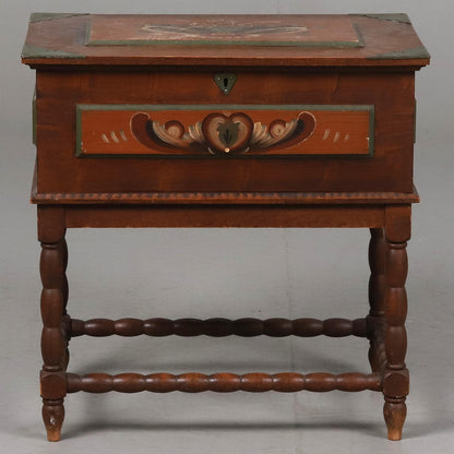 Detail of kurbits painted sewing box