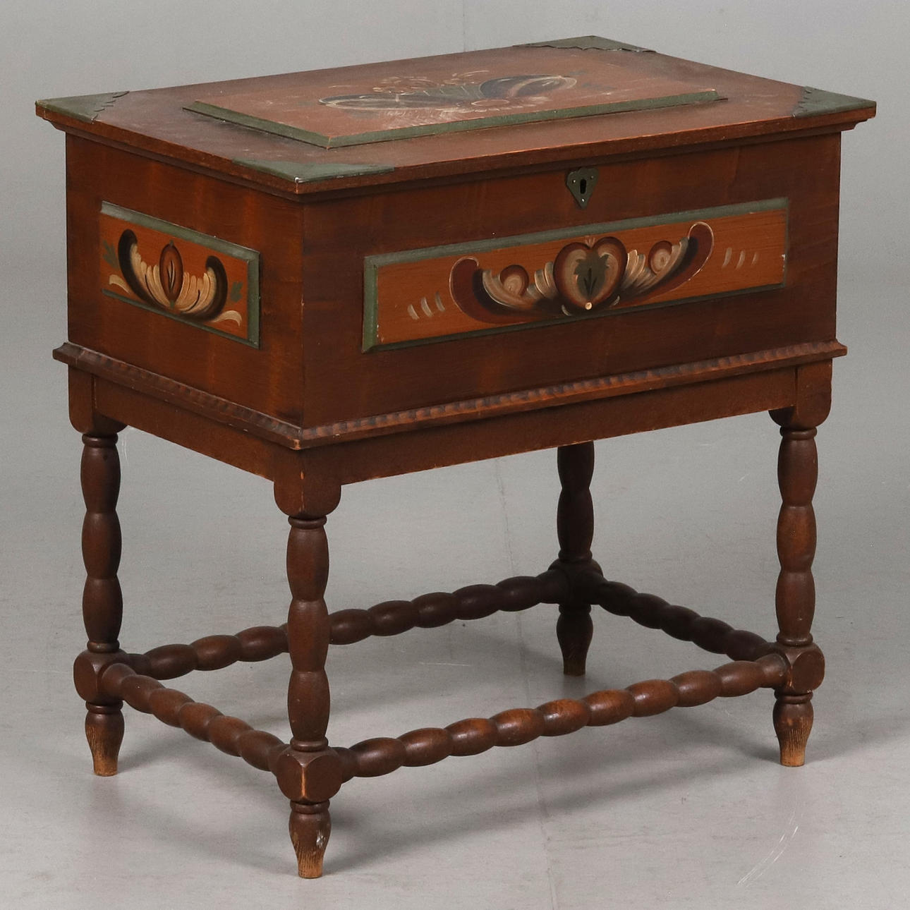Kurbits painted sewing box on legs