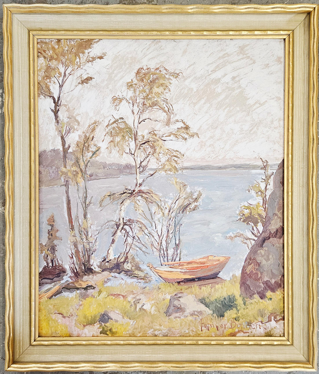 Folmer Bonnén rowboat painting detail