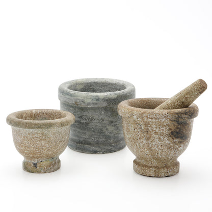 Three antique marble mortars