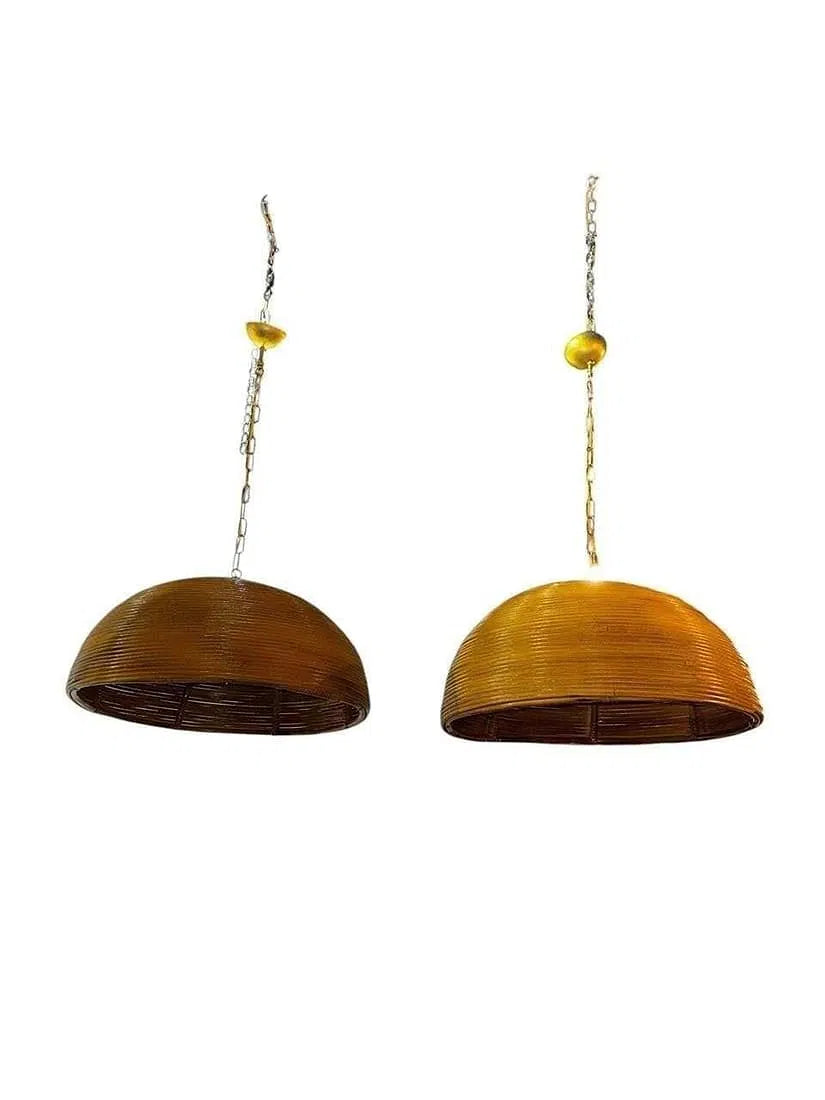 Pair of Italian bamboo dome chandeliers