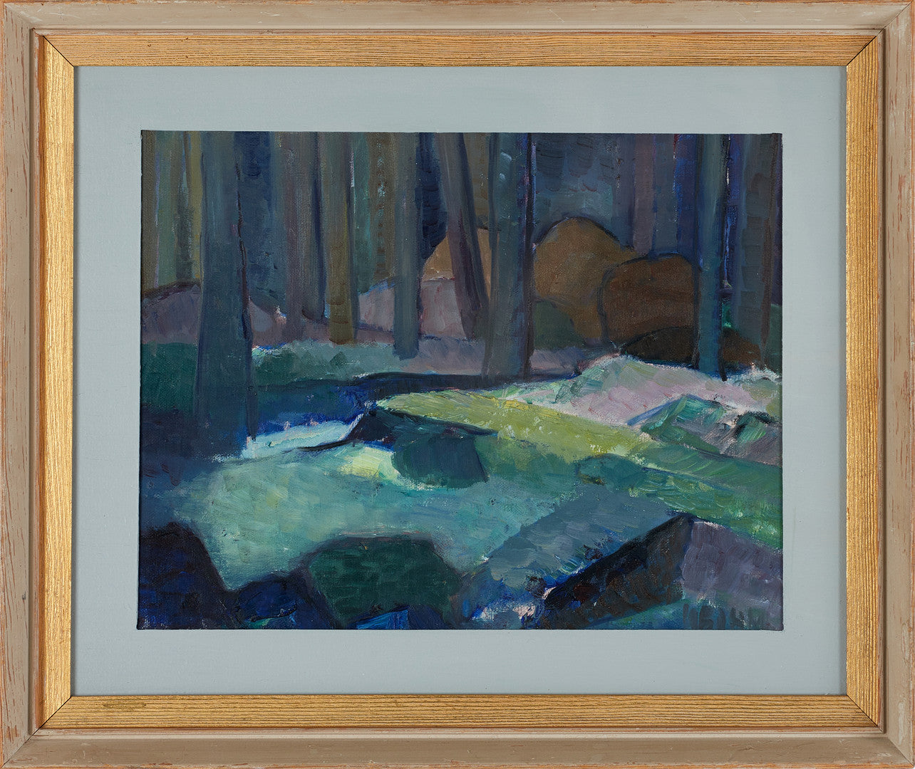 Framed Marthe Bohm Skogsinteriör oil painting