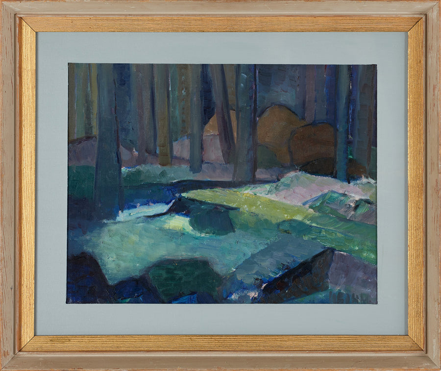 Marthe Bohm Skogsinterior oil painting in frame