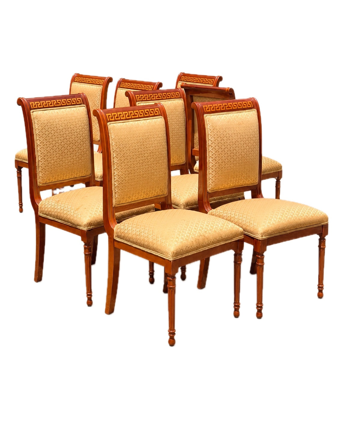 Set of 8 Mahogany Greek Key Border Chairs
