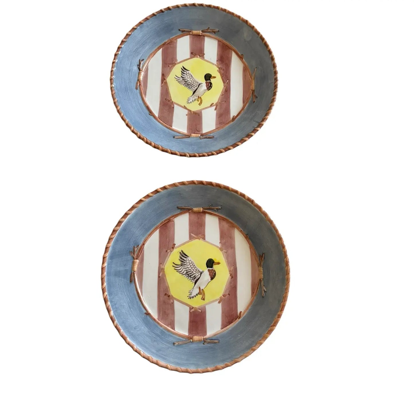Set of Zrike “Lakeside Living” Hand-Painted Mallard Duck Plates – 8.5"