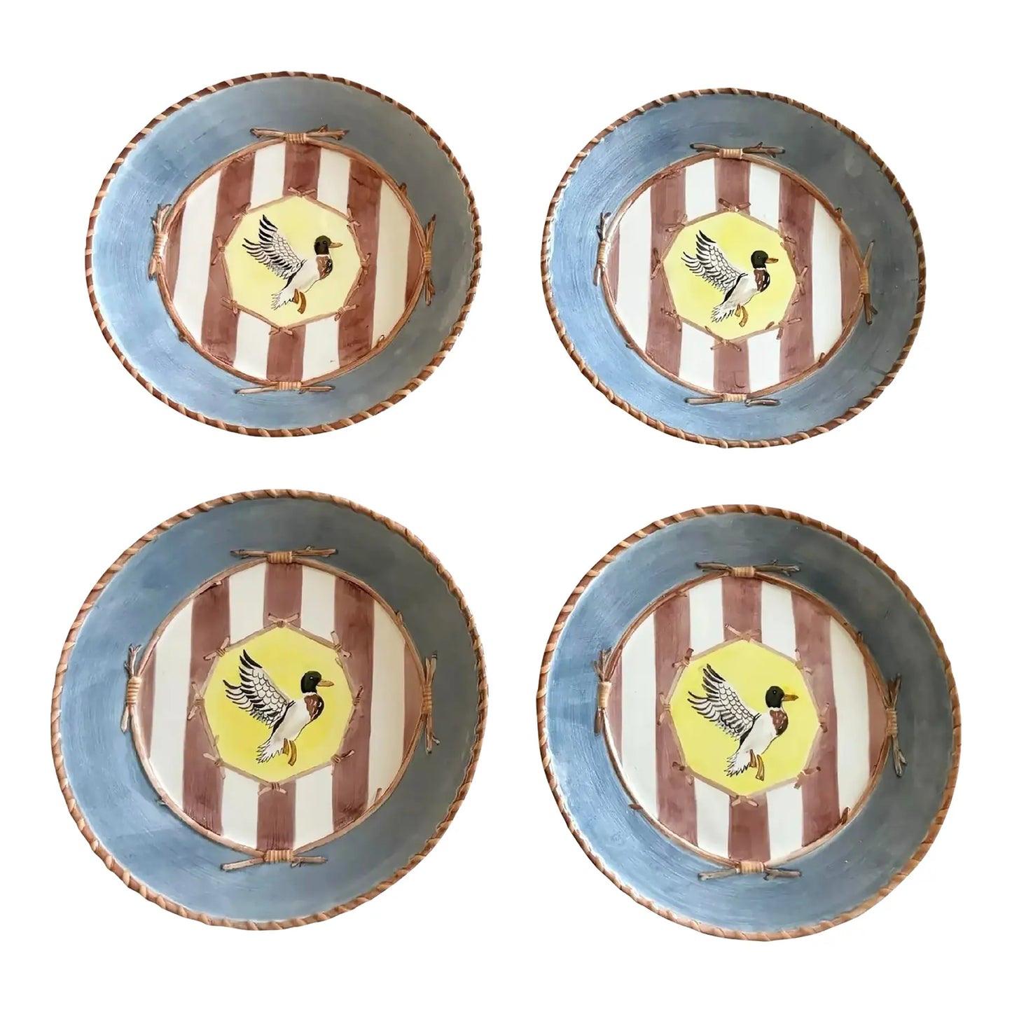 Set of Zrike “Lakeside Living” Hand-Painted Mallard Duck Plates – 8.5"