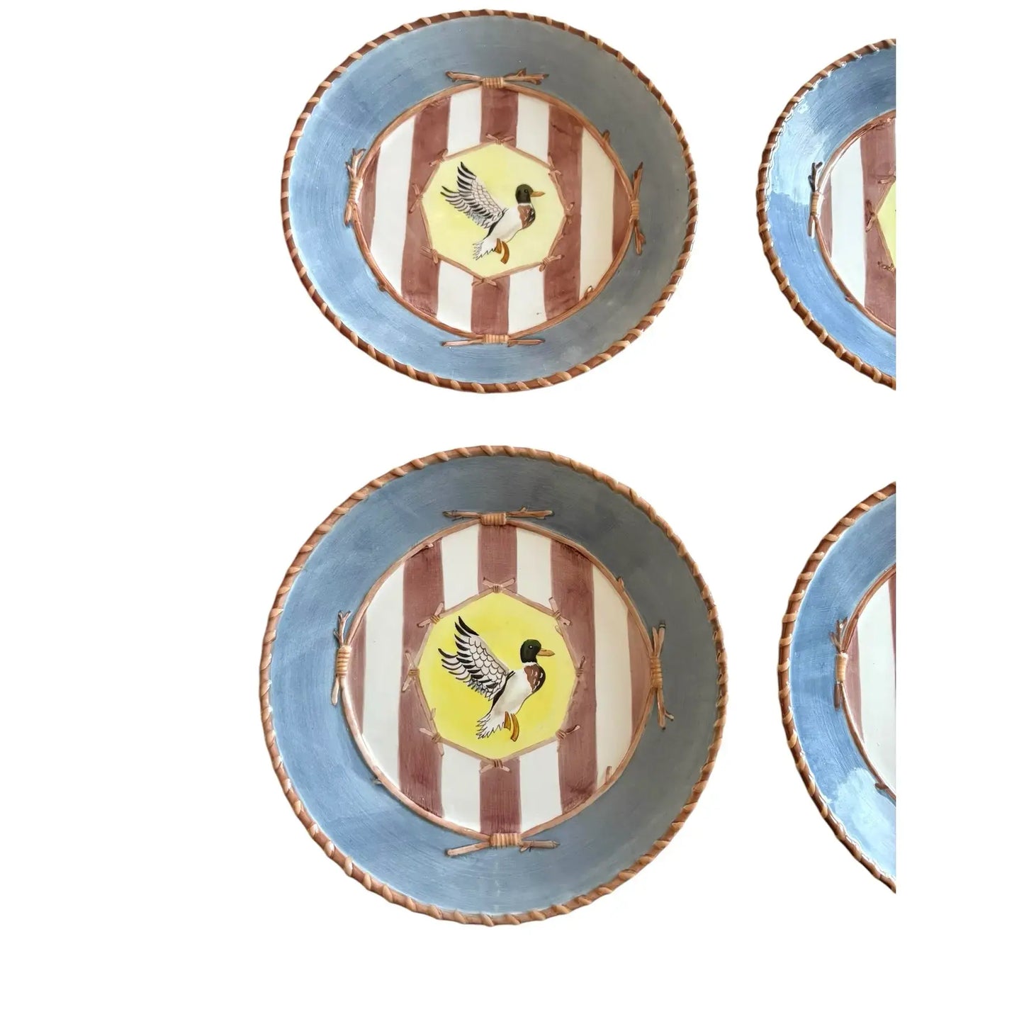 Set of Zrike “Lakeside Living” Hand-Painted Mallard Duck Plates – 8.5"