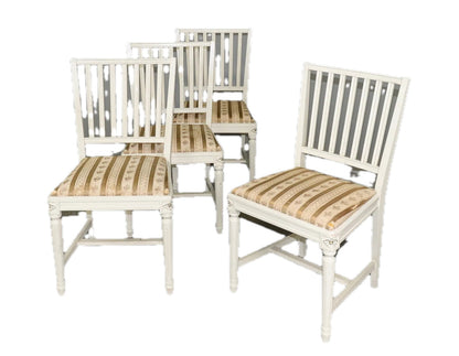 Set of 4 Swedish Gustavian Style Painted Dining Chairs