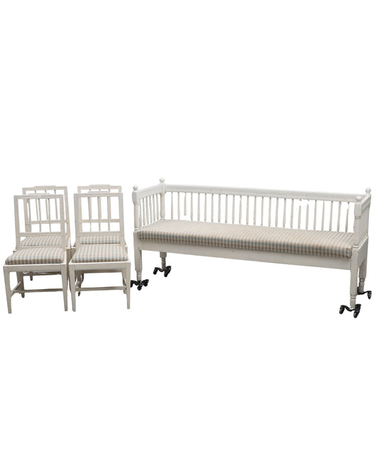 Swedish Kitchen Sofa & Four Chairs, c.1900